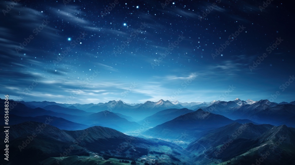 Summer mountains with a clear starry sky