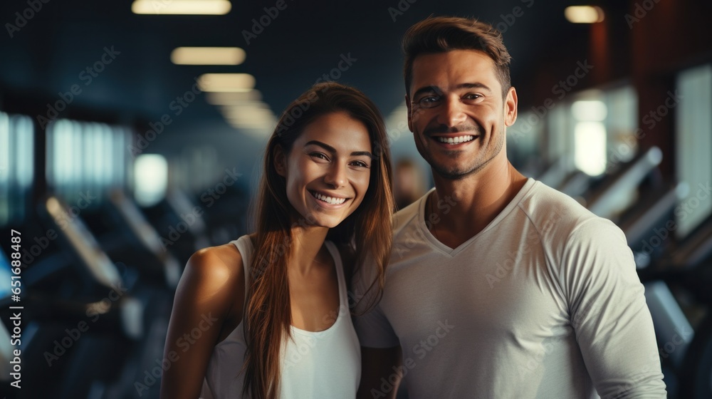 Young couple in sport gym