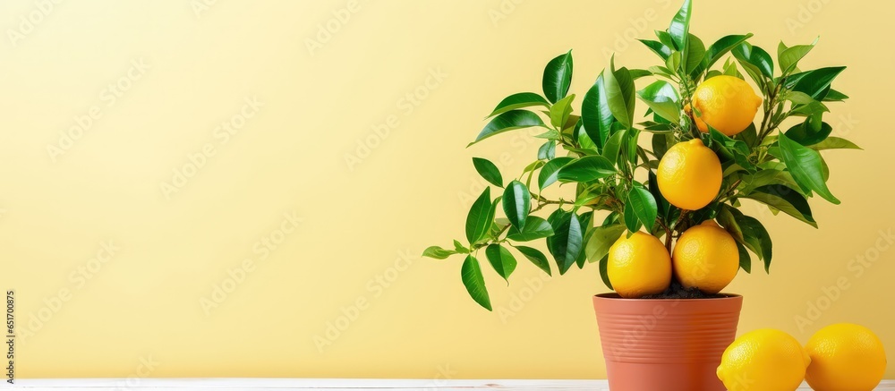 Indoor lemon tree with ripe fruits perfect for home gardening and elegant decor