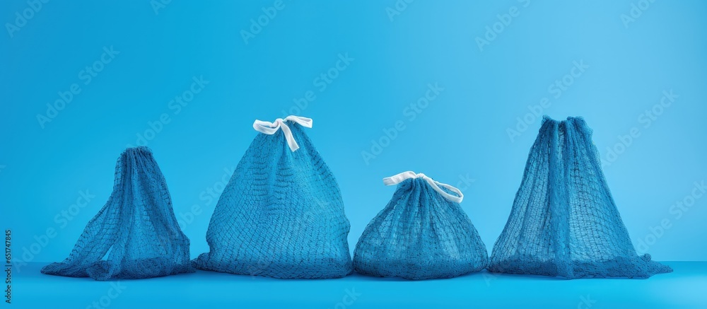 Promote plastic free lifestyle embrace sustainability prioritize nature Use reusable and recyclable bags on blue background