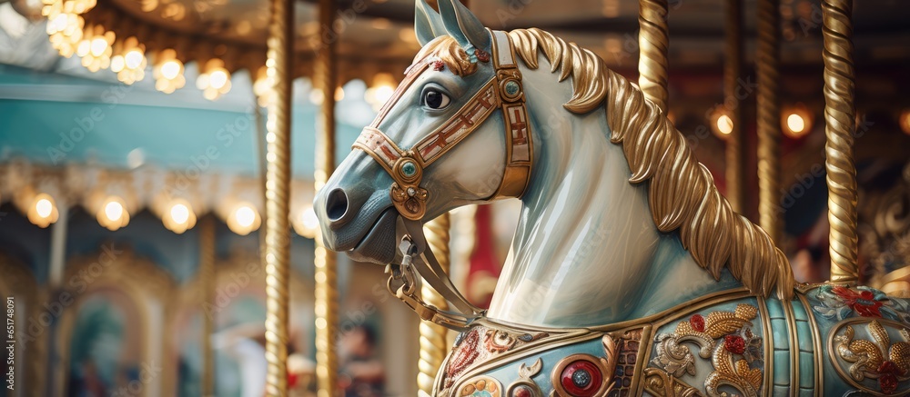 Carousel ride featuring a traditional horse at a fun fair