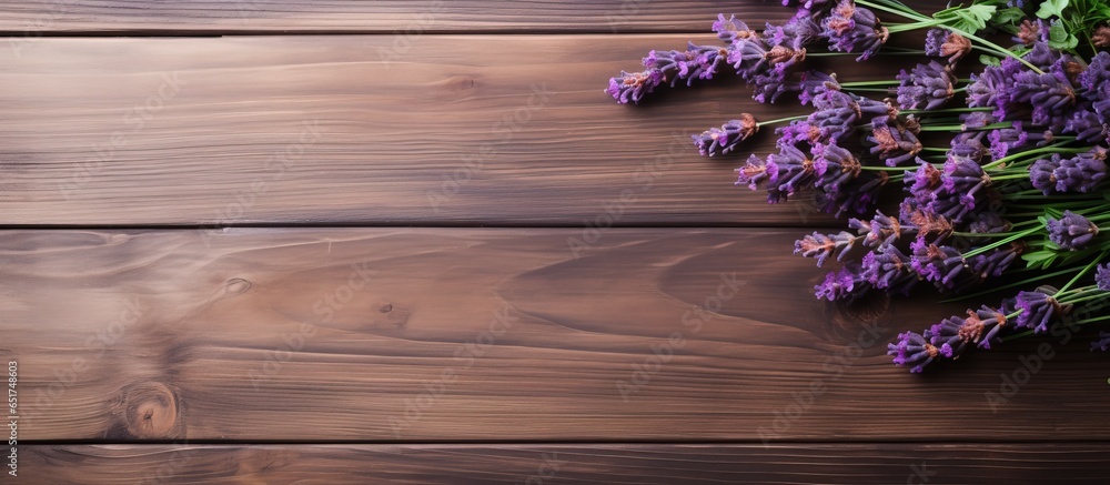 Lavender bouquet on wood