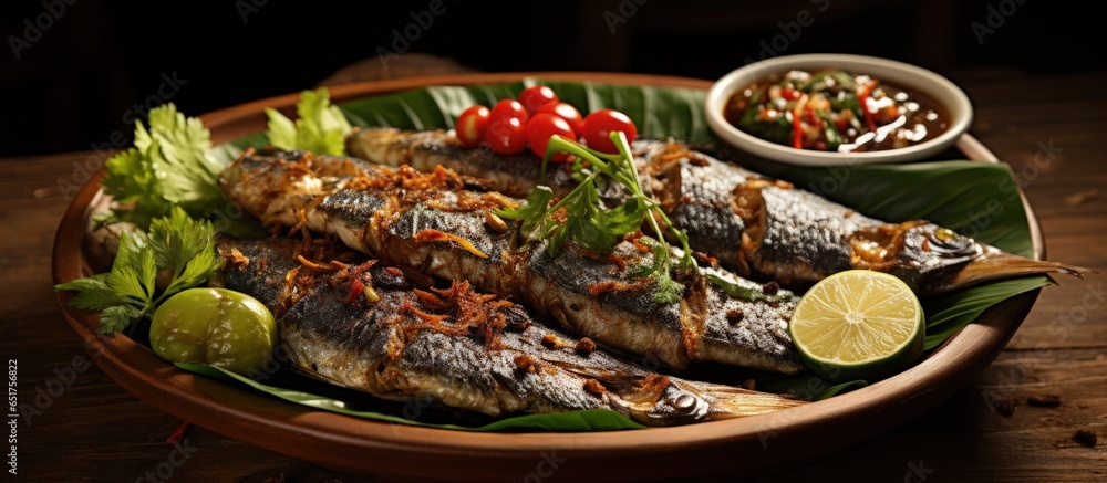 Fried Indian Mackerel with Sweet Soy Sauce and Chili Dip Malaysian Asian Cuisine