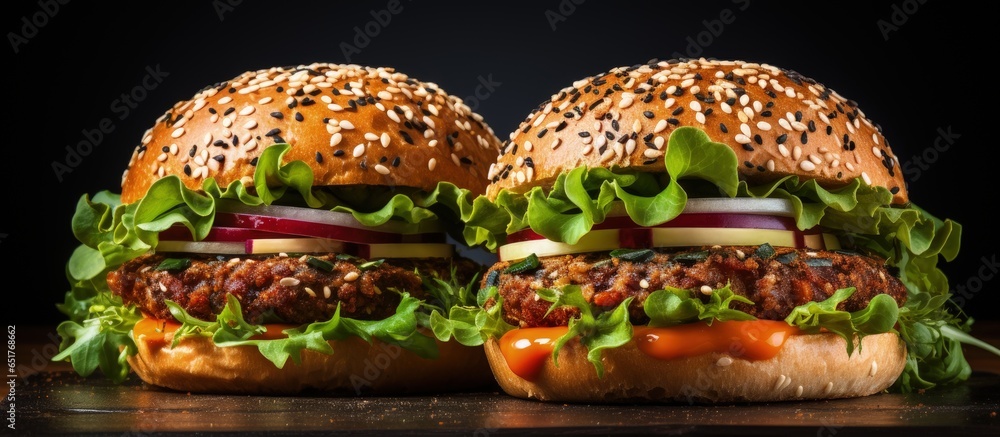 Veggies and bread roll with salad