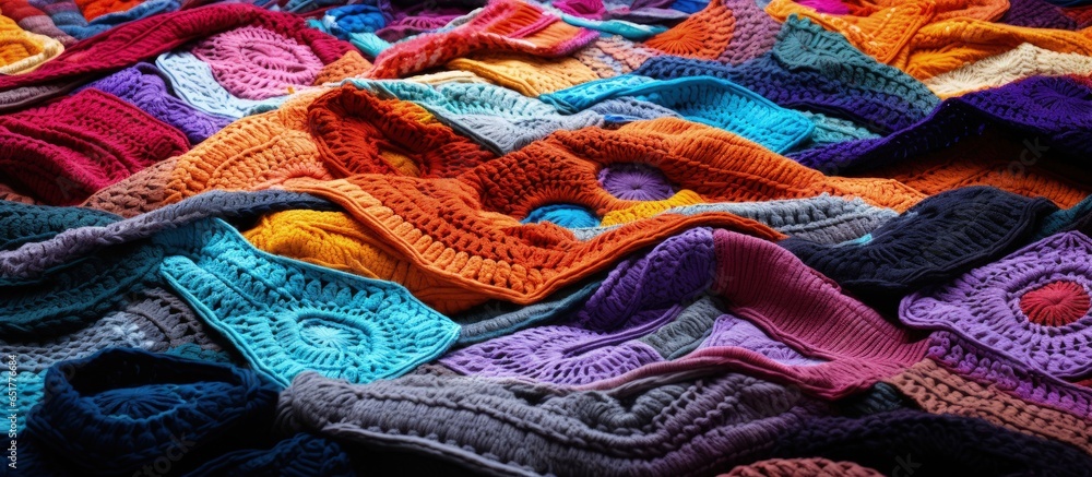 Upcycled strips of clothes are crocheted into colorful rugs