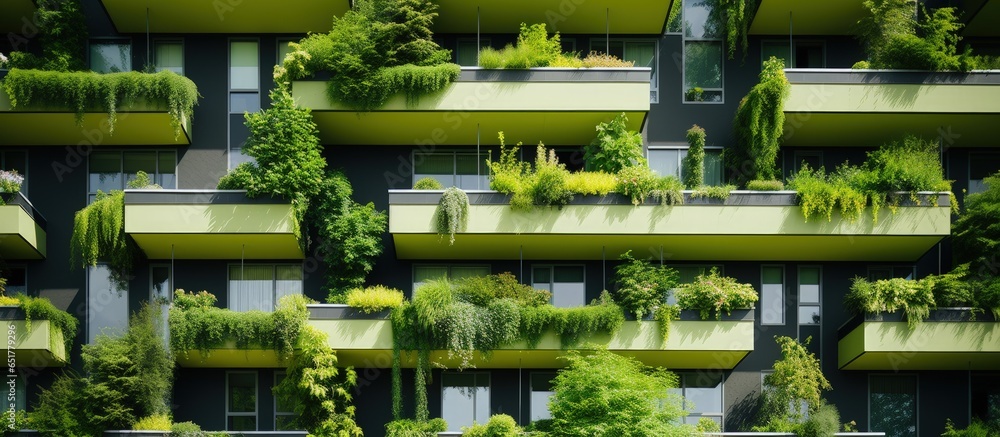 Eco friendly architecture with vertical garden and green facade