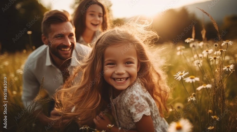 Happy family enjoying time outdoors together