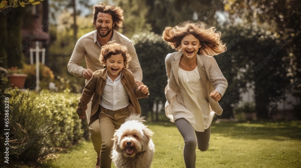 Happy family enjoying time outdoors together