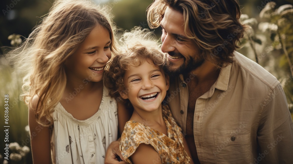 Happy family enjoying time outdoors together