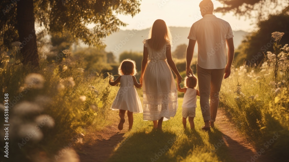 Happy family enjoying time outdoors together