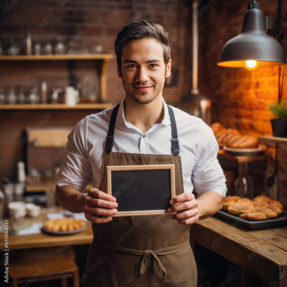 Entrepreneurship: Person holding empty sign