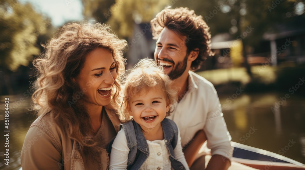 Happy family enjoying time outdoors together