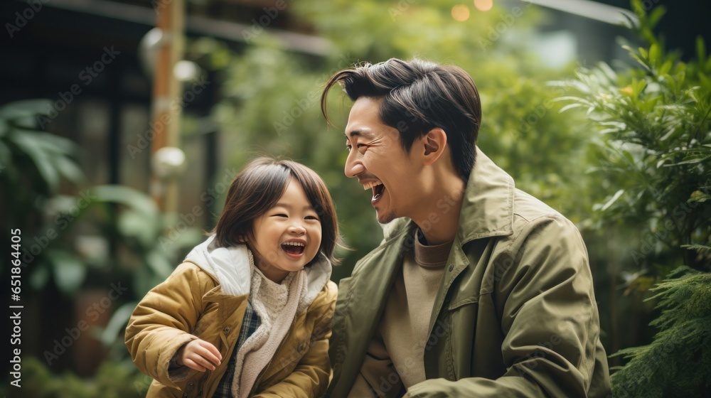 Happy family enjoying time outdoors together