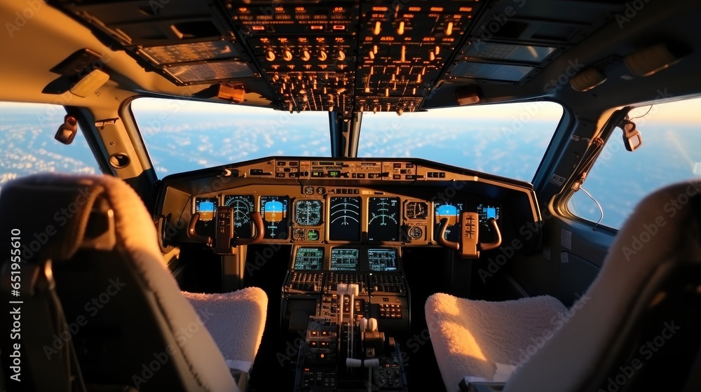 Cockpit 2 in Modern airliner.