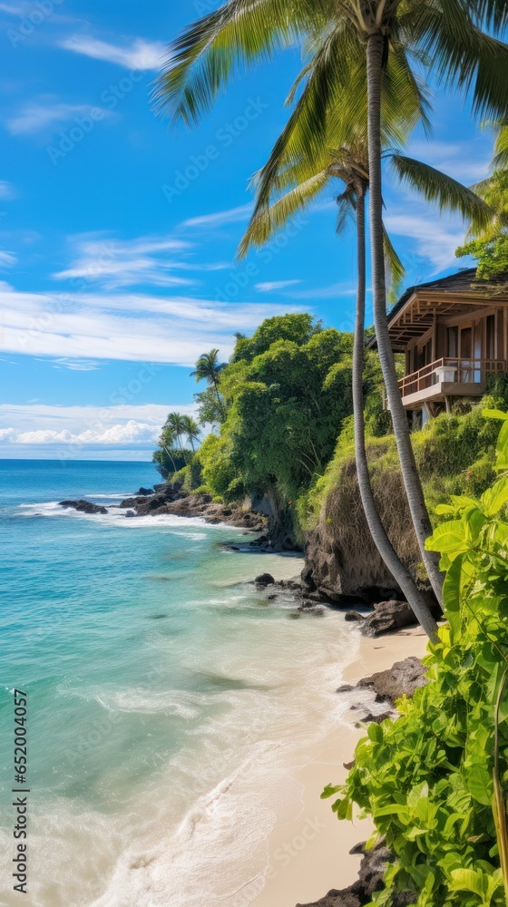 Serene tropical paradise with crystal waters