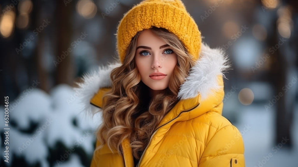 Young woman in stylish winter outfit