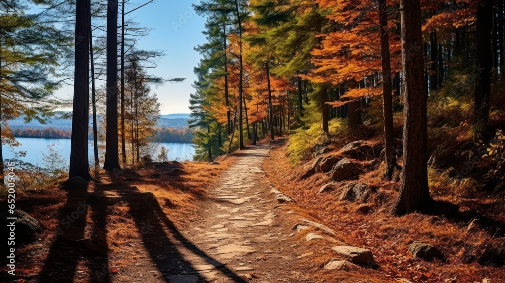 Forest hikes, scenic trails, autumn colors, nature