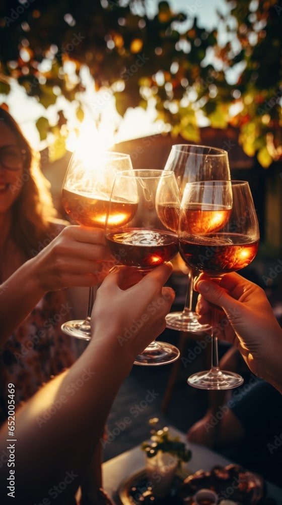 Friends toasting with glasses of wine