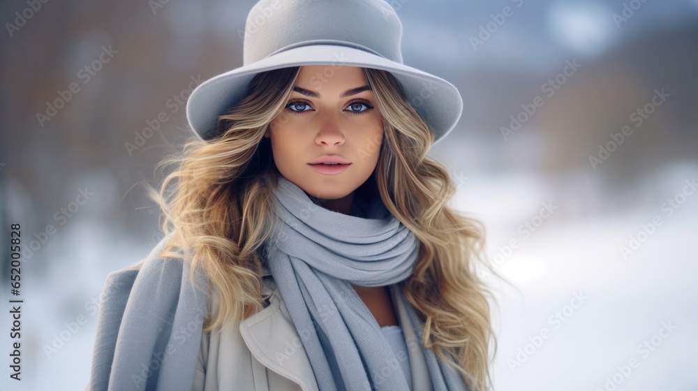 Young woman in stylish winter outfit