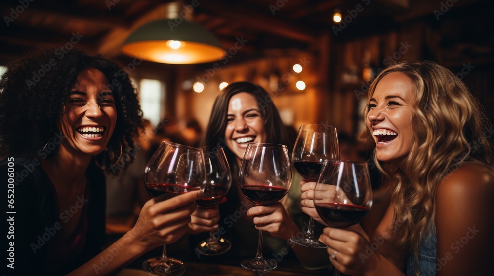 Friends toasting with glasses of wine