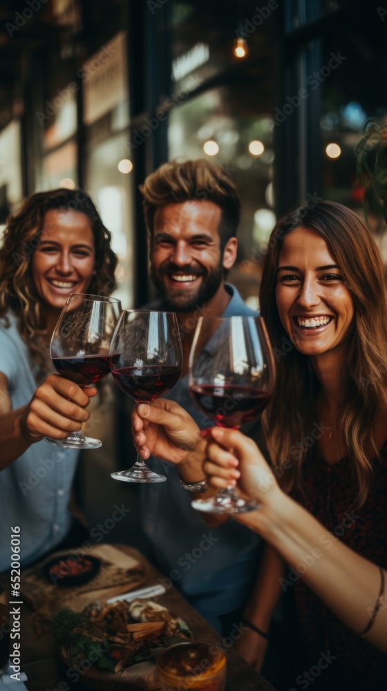 Friends toasting with glasses of wine