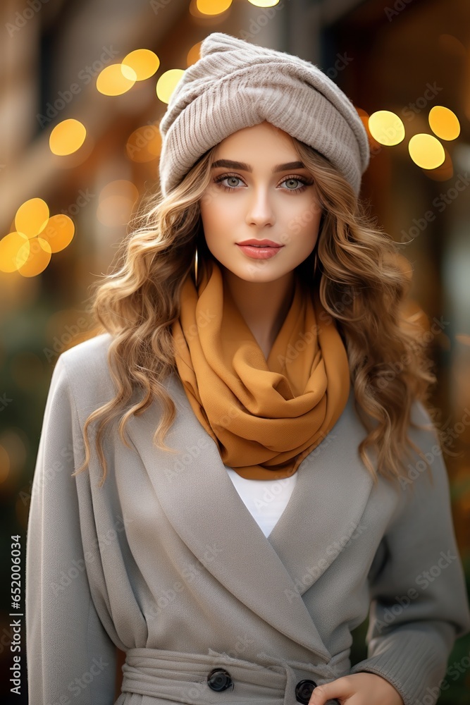 Young woman in stylish winter outfit