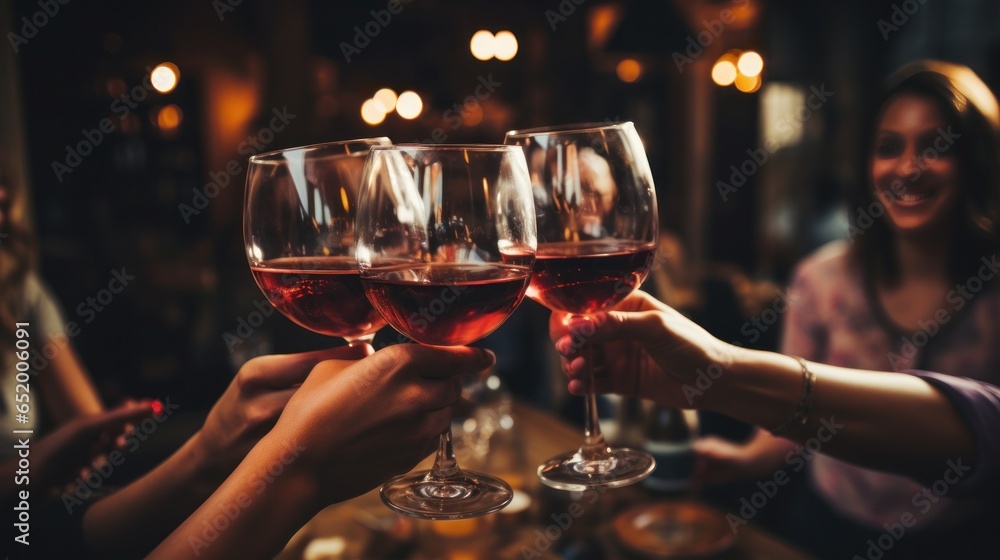 Friends toasting with glasses of wine