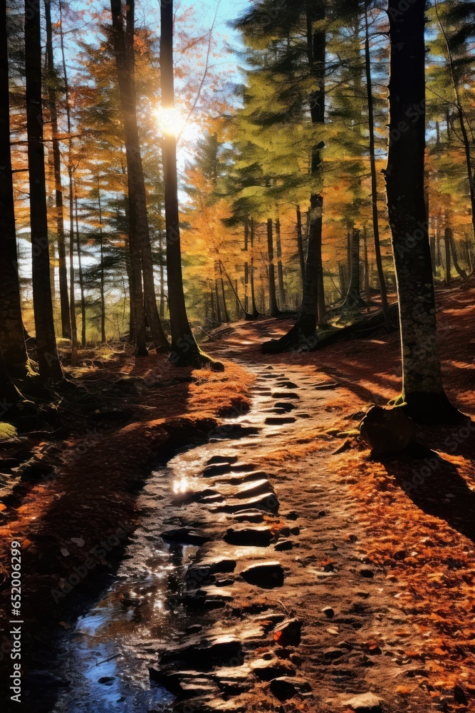 Forest hikes, scenic trails, autumn colors, nature