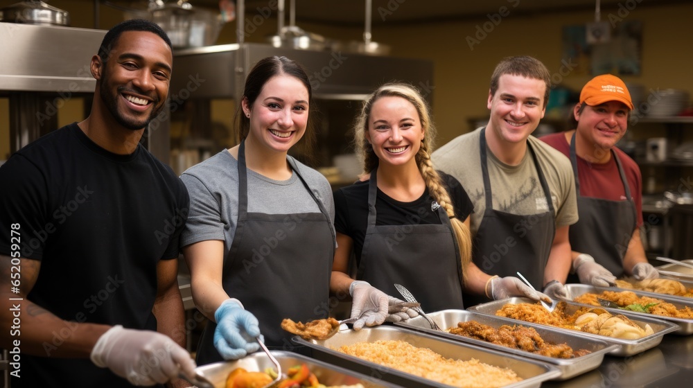 Group of people volunteering at a shelter