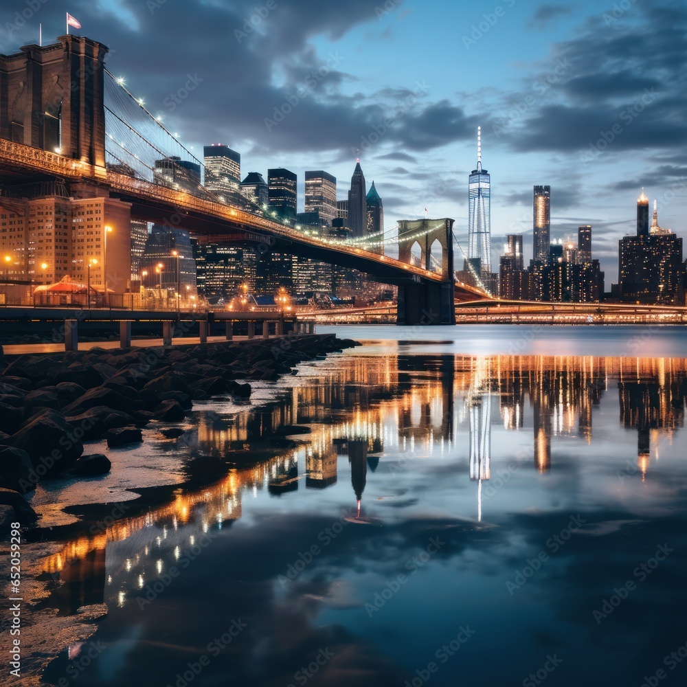 New York skyline from Brooklyn - Iconic view of the city that never sleeps