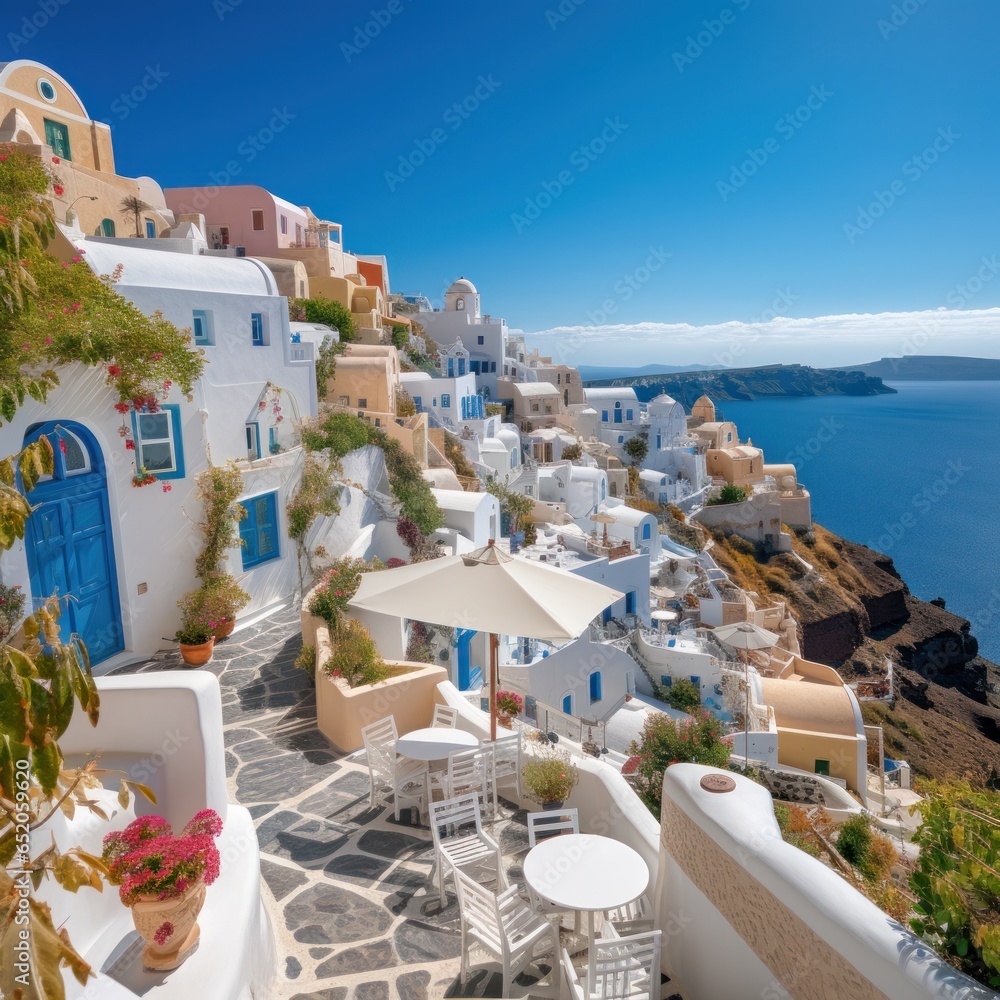 Picturesque white buildings overlooking the sea