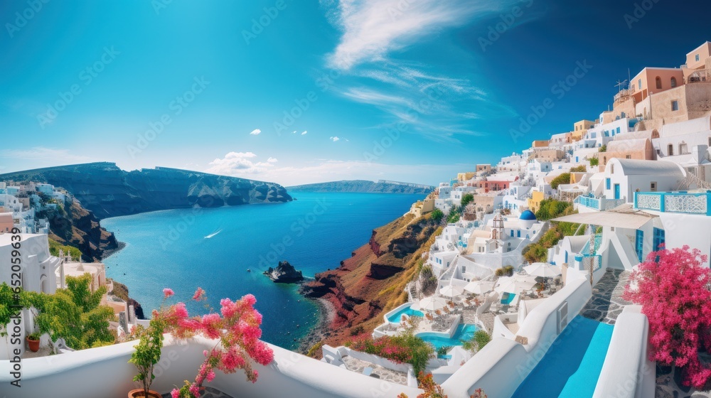 Picturesque white buildings overlooking the sea