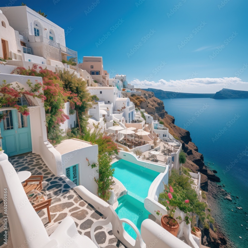 Picturesque white buildings overlooking the sea