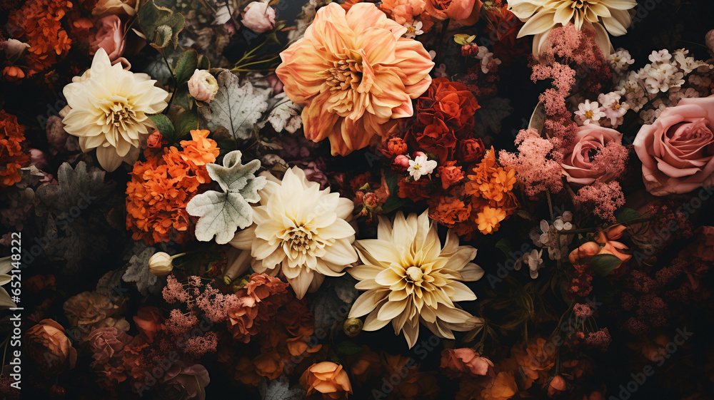 Beautiful autumn flower patterns - Floral background