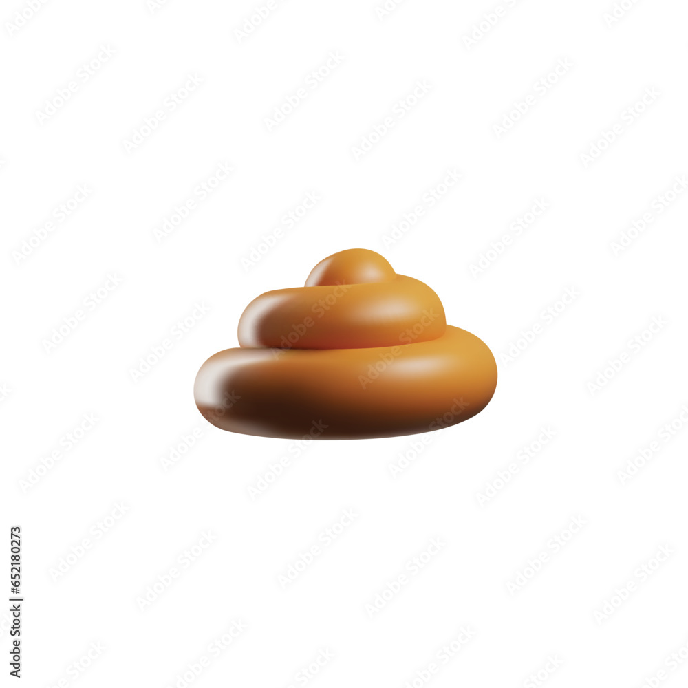 Shiny poop pile in cute 3d style, vector illustration isolated on white background.