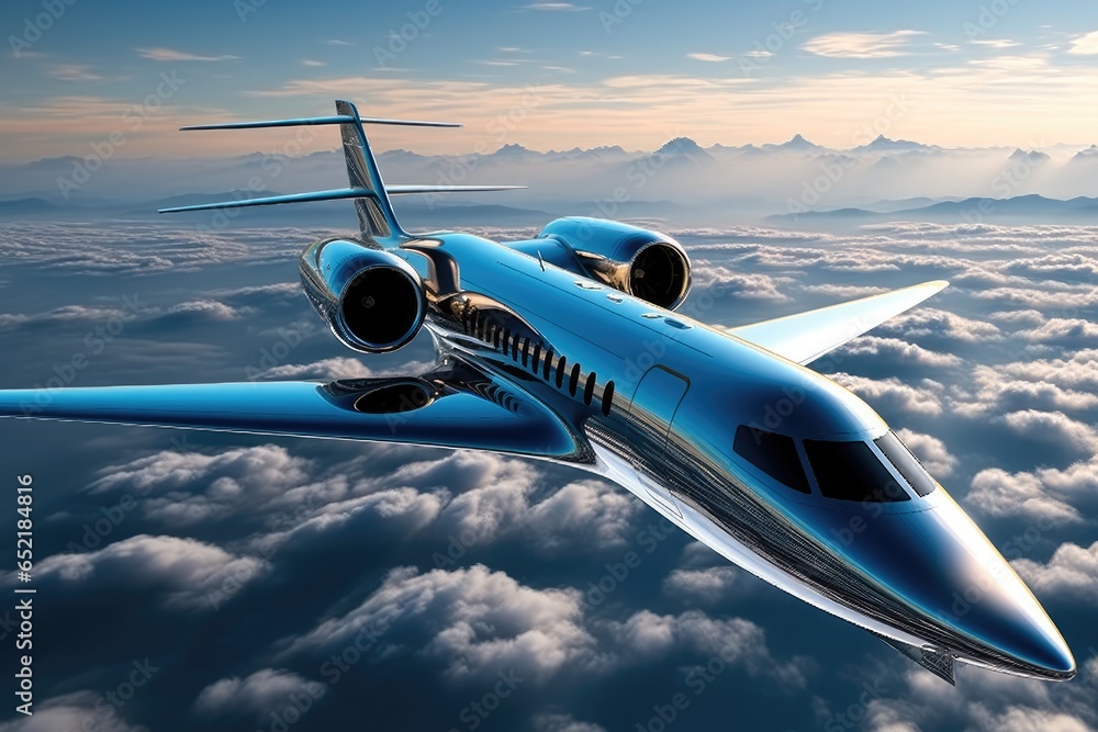 Futuristic Private Jet Airplane.