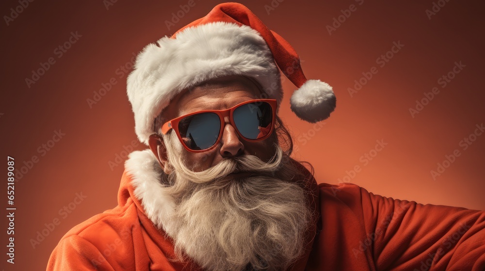 Santa Claus with sunglasses.