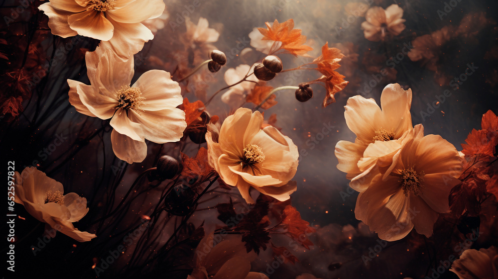 Beautiful autumn flower patterns - Floral background