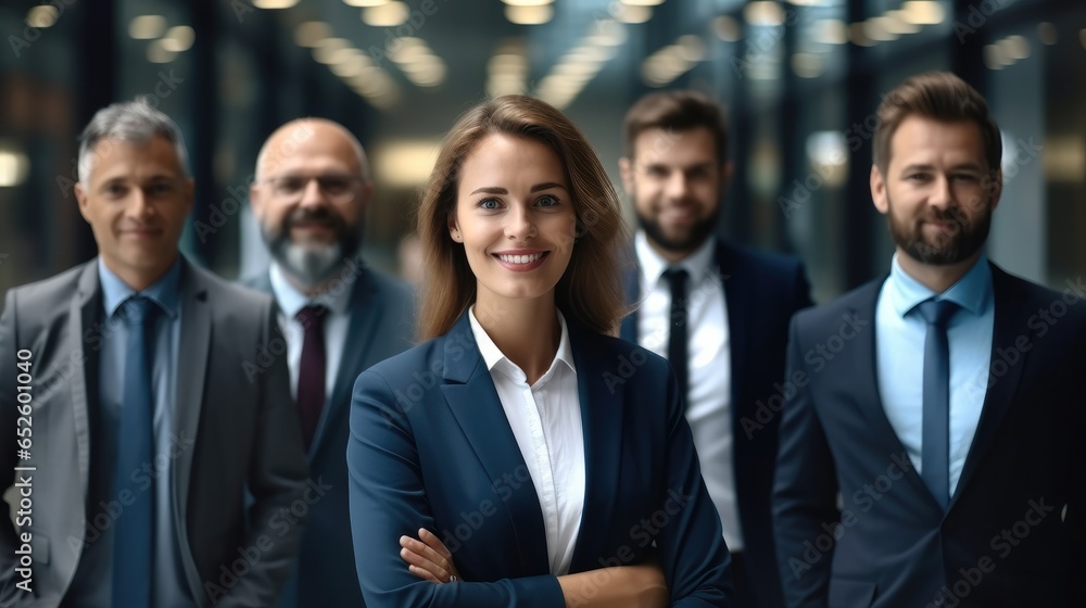 Portrait of successful group of business people at modern office.