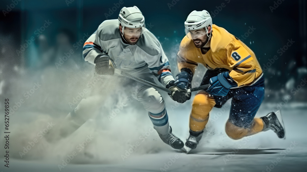 Ice hockey players in action.