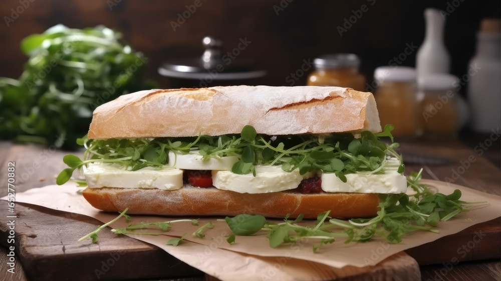 Sandwich with brie cheese.