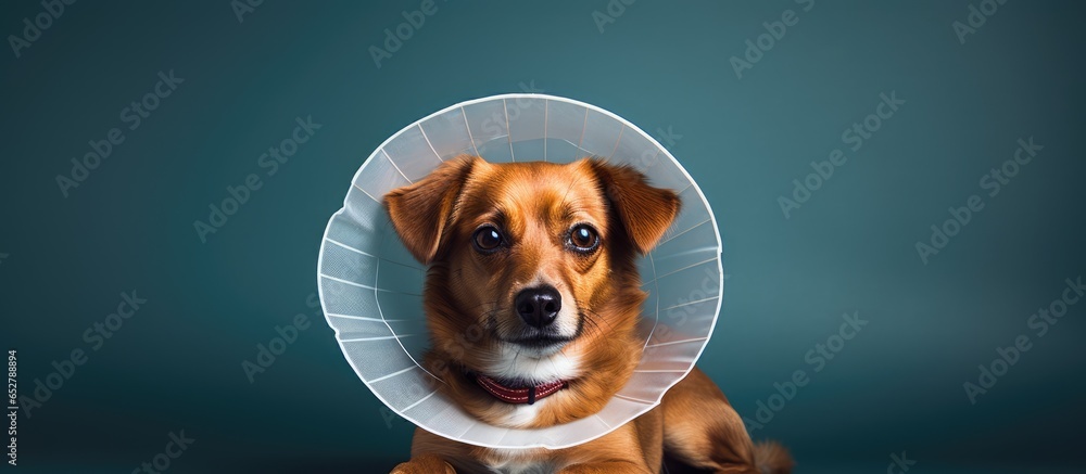 Dog wearing cone after surgery