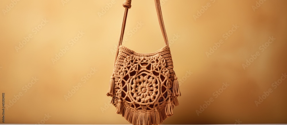 Earthy colored macrame sling bag handmade