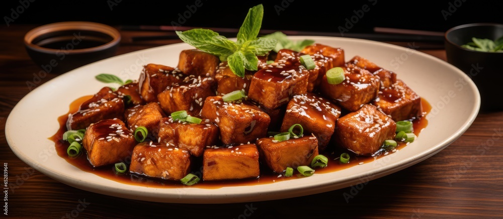 Indonesian vegan dish Sweet Soy Tempeh