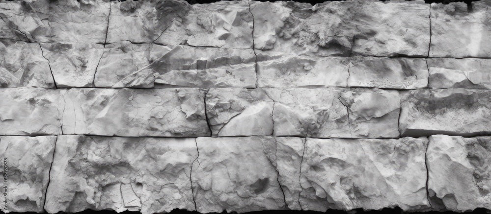 Cracked antique marble for design with a rough limestone quarry backdrop