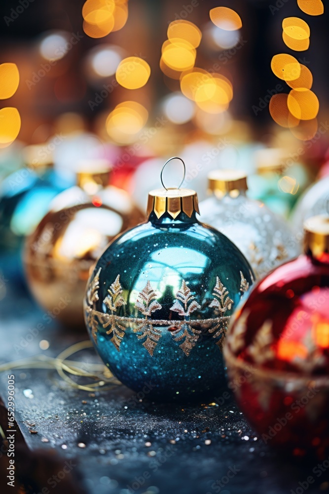 Colorful and sparkling Christmas decorations