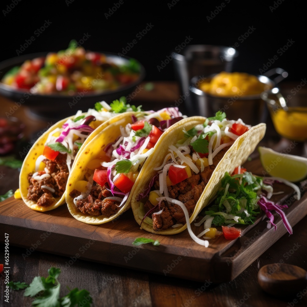 Freshly made taco with colorful toppings