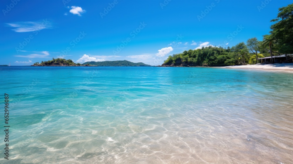 Private beach with crystal clear blue water