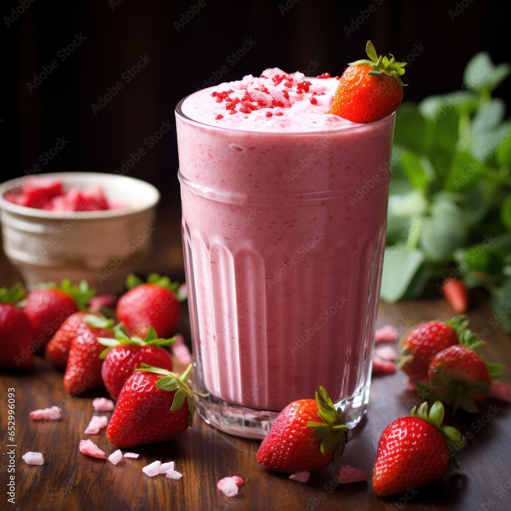 Creamy and refreshing strawberry milkshake