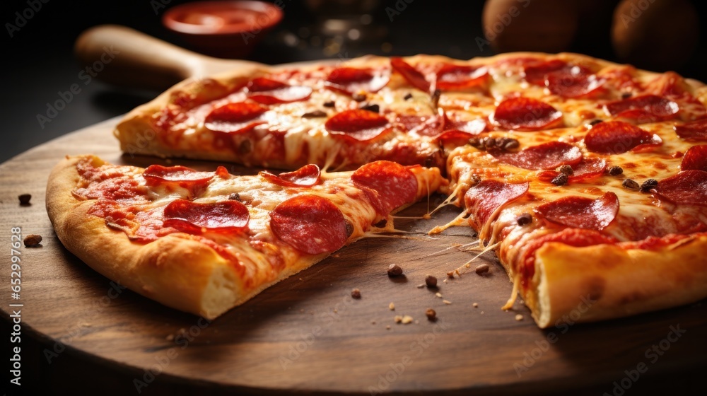 Cheesy and savory pepperoni pizza slice